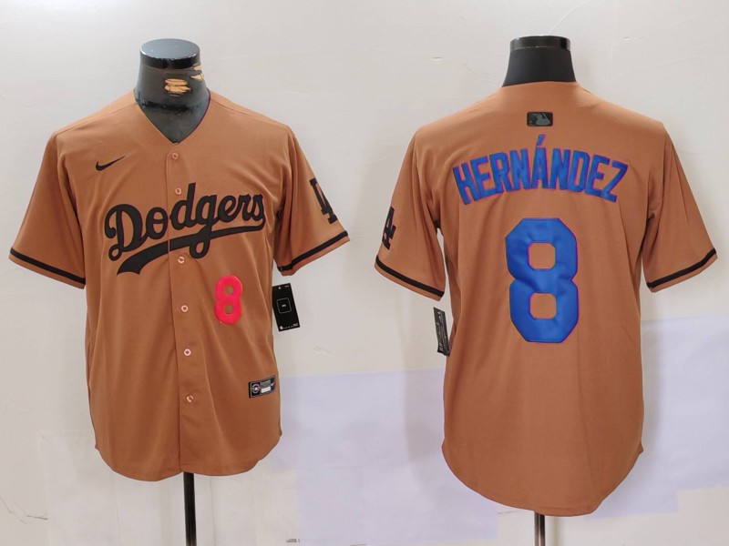 Men Los Angeles Dodgers #8 Hernandez army green joint name 2024 Nike MLB Jersey style 3->los angeles dodgers->MLB Jersey